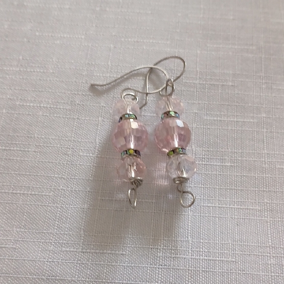 Handmade Jewelry - Chic Pink Crystal Drop Earrings